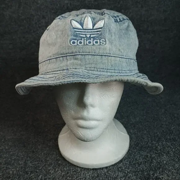 Adidas Originals Bucket Hat Size Small Light Blue Denim Trefoil Logo - Picture 1 of 6